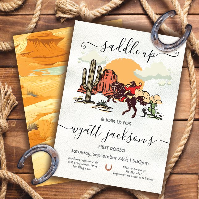 Invitation Saddup First Rodeo Cowboy fête d'anniversaire (Créateur téléchargé)