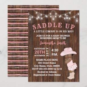 Invitation Saddup Little AA Cowgirl sur son Baby shower Way