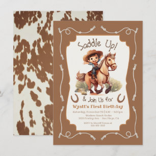 Invitation Saddup petit cheval Cowboy fête d'anniversaire