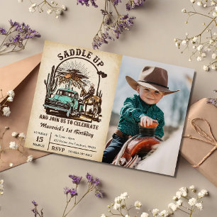 Invitation Saddup Western 1st Birthday Party Photo