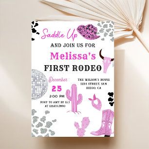 Invitation Saddup Wild West Rodeo Disco Cowgirl Anniversaire