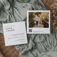 SADIE Minimal Carré Wedding Inviter Photo, QR Code