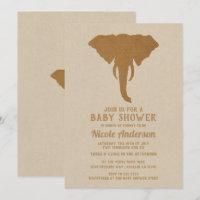 Safari Africain Eléphant Brun Vintage Baby Shower