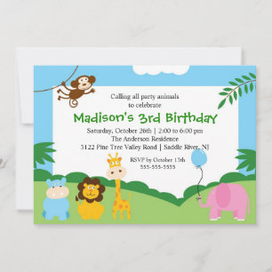 Invitation Safari amusant 1er anniversaire