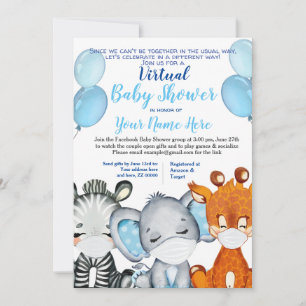 Invitation Safari Animal avec Masques Douche Virtuelle Bébé G