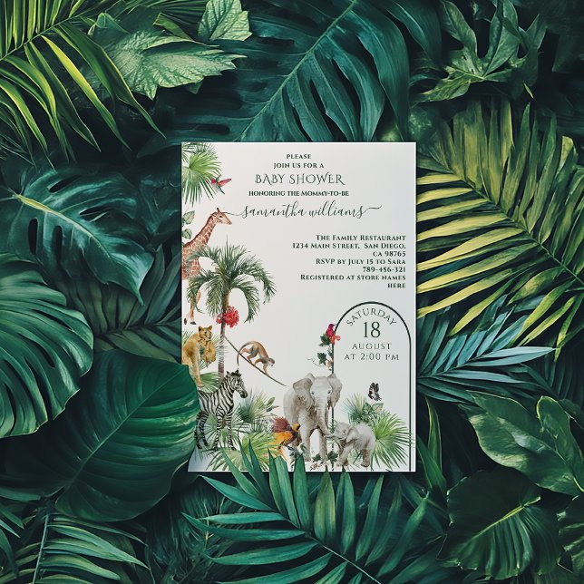 Invitation Safari Animal Jungle Vert Baby shower tropical (Créateur téléchargé)