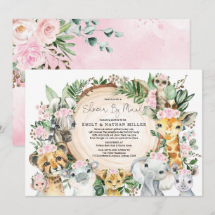 Invitation Safari animal sauvage Jungle Baby shower fille par