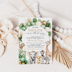 Invitation Safari animal Tropical vert sauvage Un Baby shower