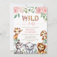 Safari Animal Wild One Blush Floral 1er Anniversai