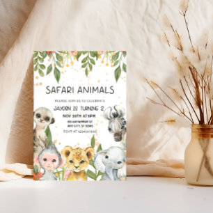 Invitation "Safari Animaux 2e anniversaire garçon