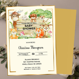 Invitation Safari Animaux Baby shower neutre genre mignon