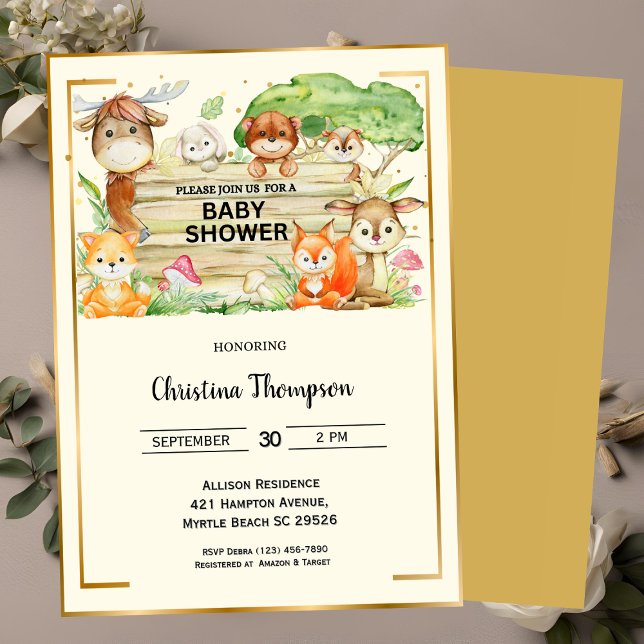 Invitation Safari Animaux Baby shower neutre genre mignon (Créateur téléchargé)