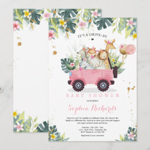Invitation Safari Animaux Conduite Par Baby shower Verdure Or