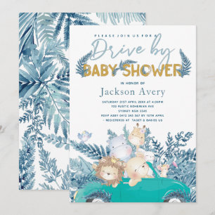 Invitation Safari Animaux Conduits Par Baby shower