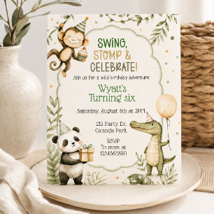 Invitation Safari Animaux de la Jungle Anniversaire Animaux
