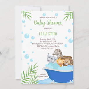 Invitation Safari Animaux Durée du bain Baby shower Invitatio