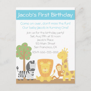 Invitation Safari Animaux fête d'anniversaire