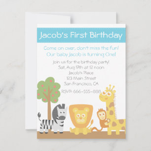 Invitation Safari Animaux fête d'anniversaire