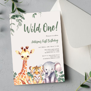 Invitation Safari Animaux premier anniversaire