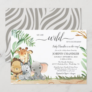 Invitation Safari Animaux sauvages avec Baby shower d'excitat