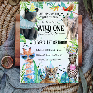Invitation Safari Animaux sauvages Un 1er anniversaire