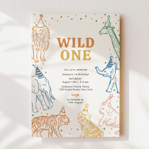 Invitation Safari Animaux sauvages Un 1er anniversaire Invita