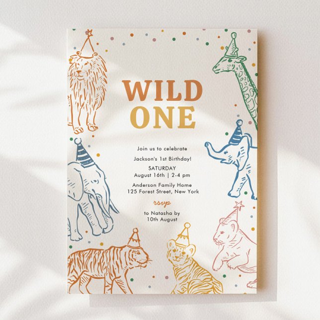 Invitation Safari Animaux sauvages Un 1er anniversaire Invita (Créateur téléchargé)