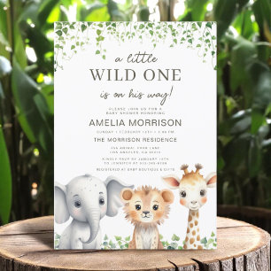 Invitation Safari Animaux Wild One sur son chemin Baby shower