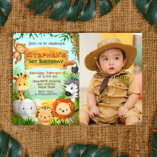 Invitation Safari Anniversaire avec photo