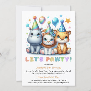 Invitation Safari Anniversaire - Parties scintillant Blue Hip