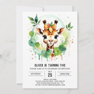 Invitation Safari Aventure Giraffe Anniversaire
