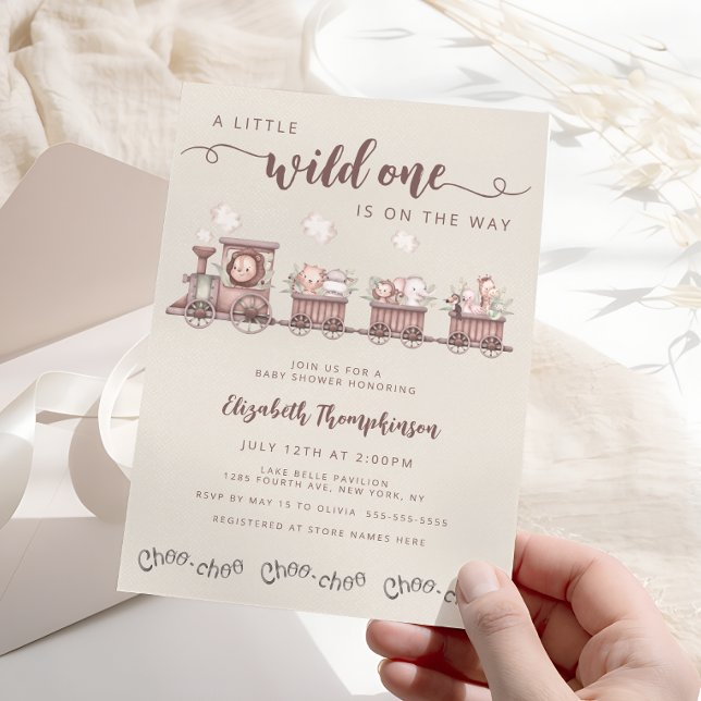 Invitation Safari Baby Animals Train Baby shower neutre (Créateur téléchargé)