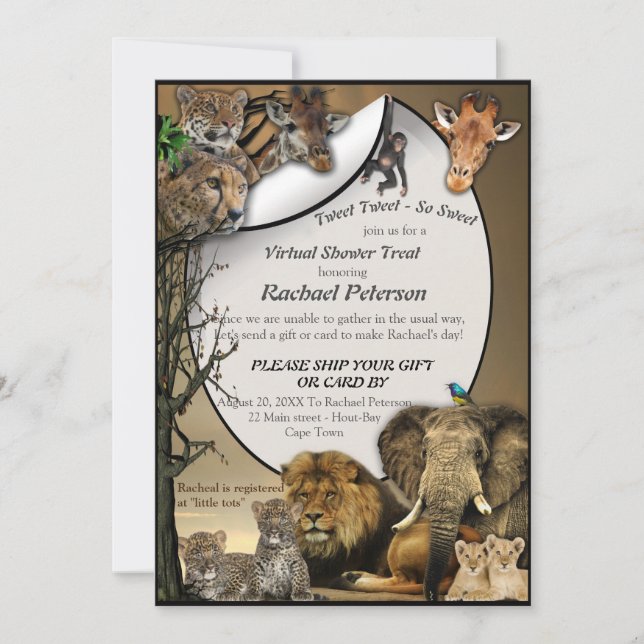 Invitation Safari Baby shower extérieur (Devant)
