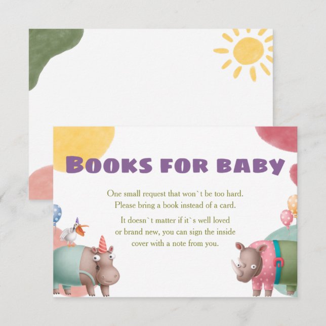 Invitation Safari Baby shower Livres Pour Baby Card (Devant / Derrière)