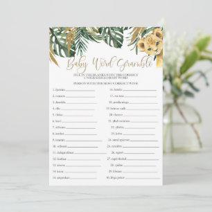 Invitation Safari Baby Word Scramble Baby shower Jeu