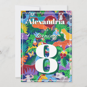 Invitation Safari coloré thème Anniversaire occupé