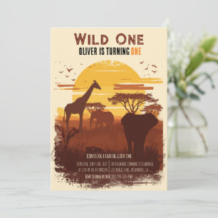 Invitation Safari Coucher de soleil Jungle Sauvage Un Anniver
