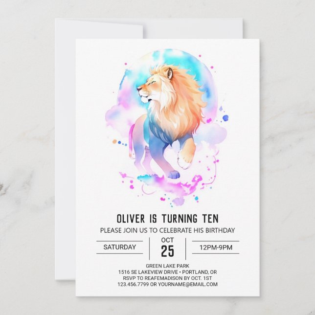 Invitation Safari Custom Lion Anniversaire (Devant)