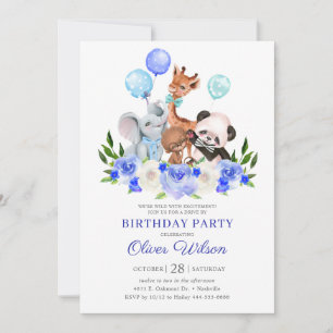 Invitation Safari d'animaux de la jungle garçon anniversaire