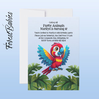 Invitation Safari de la jungle tropicale Macaw Parrot Party A
