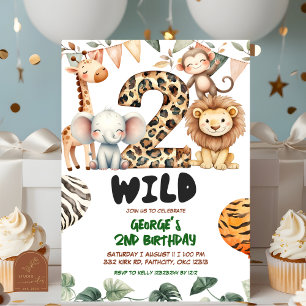 Invitation Safari deux anniversaire sauvage