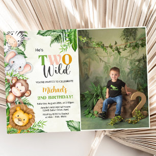 Invitation Safari Deux photos d'anniversaire sauvages