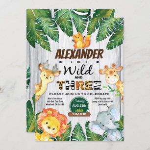 Invitation safari d'invitation Wild and Three