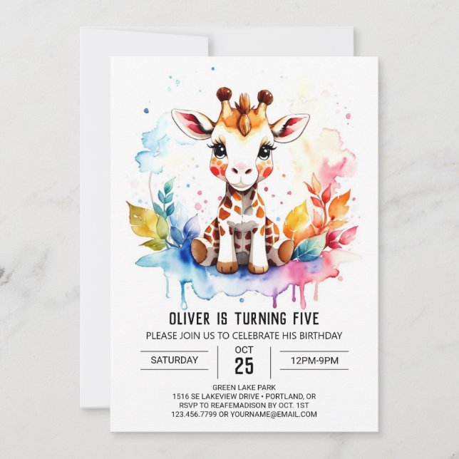 Invitation Safari Dreams Cute Giraffe Anniversaire (Devant)