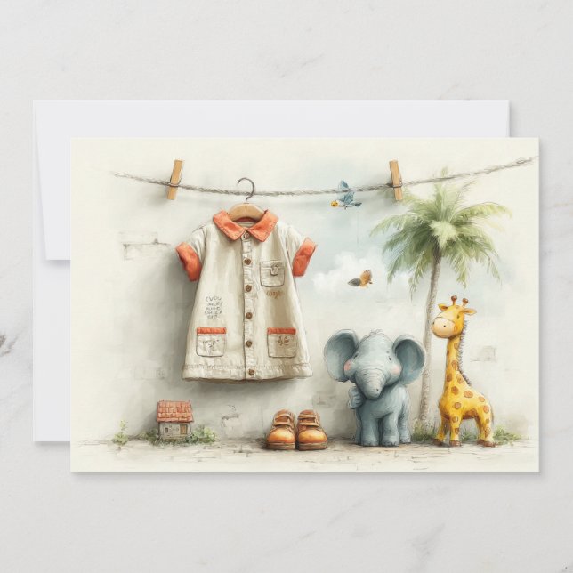 Invitation Safari Explorer Girl - 1ère fête d'anniversaire (Devant)