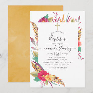 Invitation Safari floral aquarelle baptême