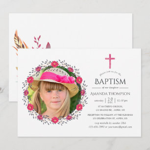 Invitation Safari floral aquarelle baptême ou christening