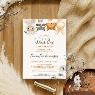 Invitation Safari Forêt Animal Mouton Raccoon Fox Rabbit