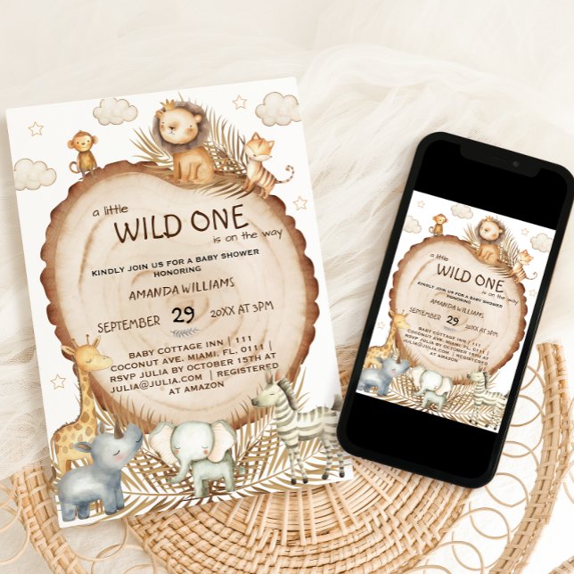 Invitation Safari Friends Rustic Boho Baby shower (Créateur téléchargé)