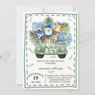 Invitation Safari garçon Car shower bébé